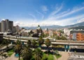 Blue sky view of the metro in Medellin, Colombia.