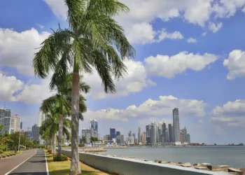 Walking Path Along Avenida Balboa In Panama City, Panama. overseas backup plan