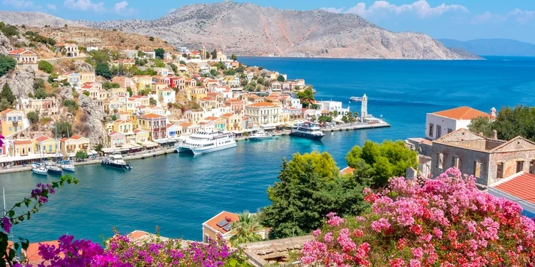 Symi town cityscape, Dodecanese islands, Greece. moving to greece