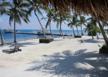 Atlantic beach on Ambergris Caye Belize