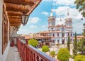 Church of San Cristobal seen from a balcony at Mazamitla town in Jalisco, Mexico