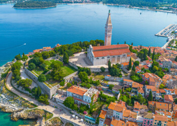 Beautiful old town Rovinj - aerial view. Istria. Croatia