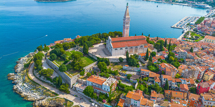 Beautiful old town Rovinj - aerial view. Istria. Croatia