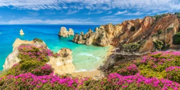 Landscape with Praia do Camilo, famous beach in Algarve, Portugal