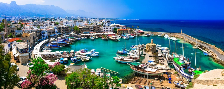 View of Cyprus, an island with clear blue waters, and over 400 miles of coastline.